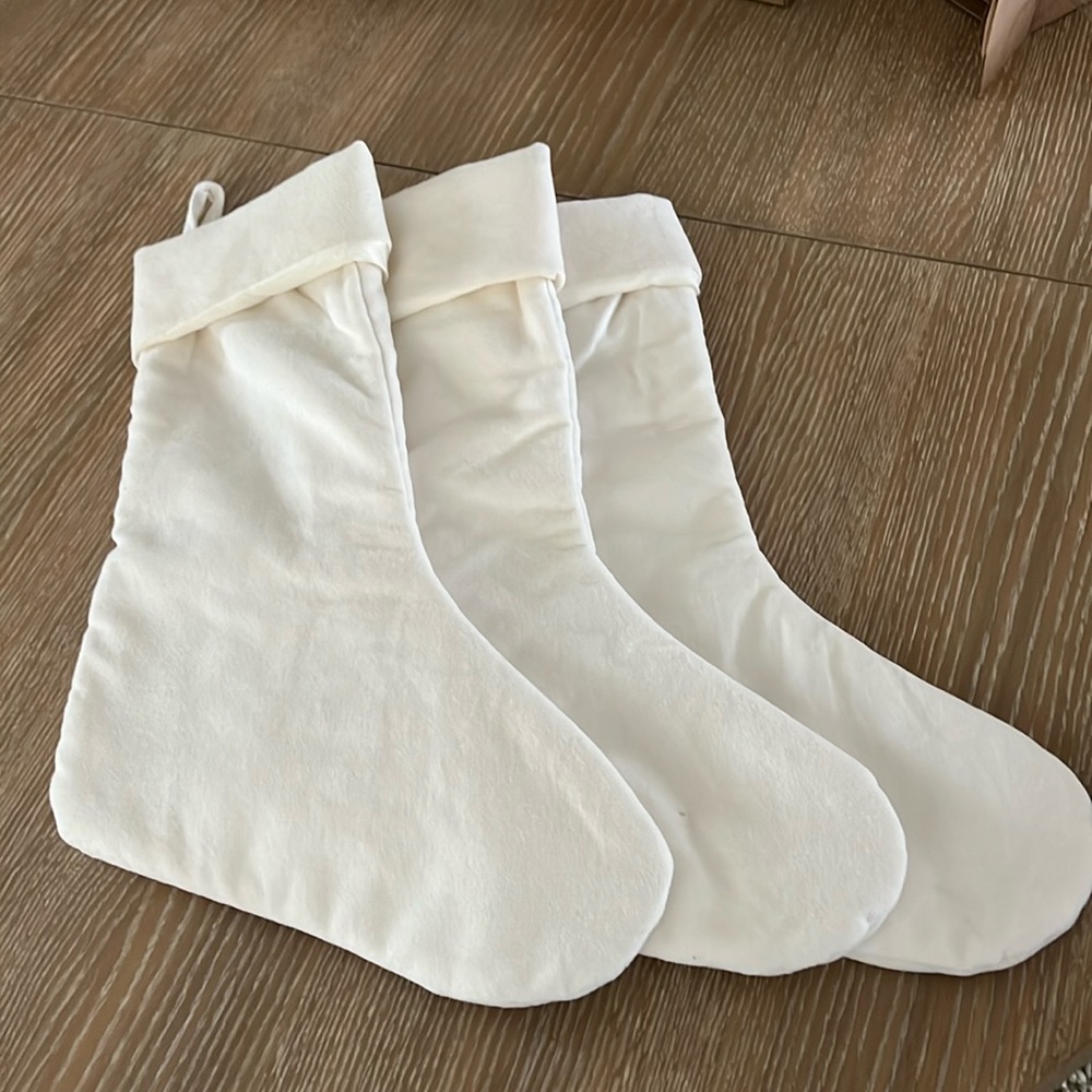 (3) West Elm Ivory Velvet Stockings for $10